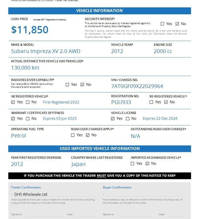 Car Finance 2012 Subaru Impreza-1879365